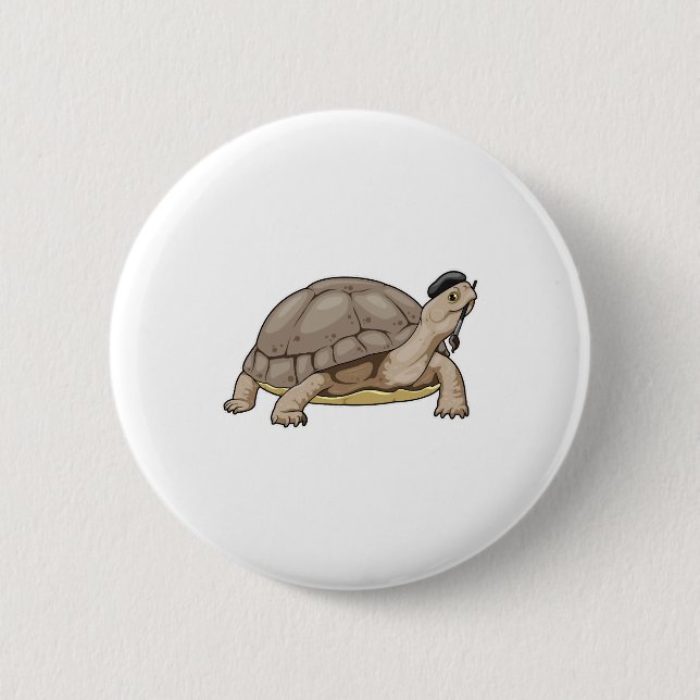 Turtle Painter Paint brush 2 Inch Round Button (Front)