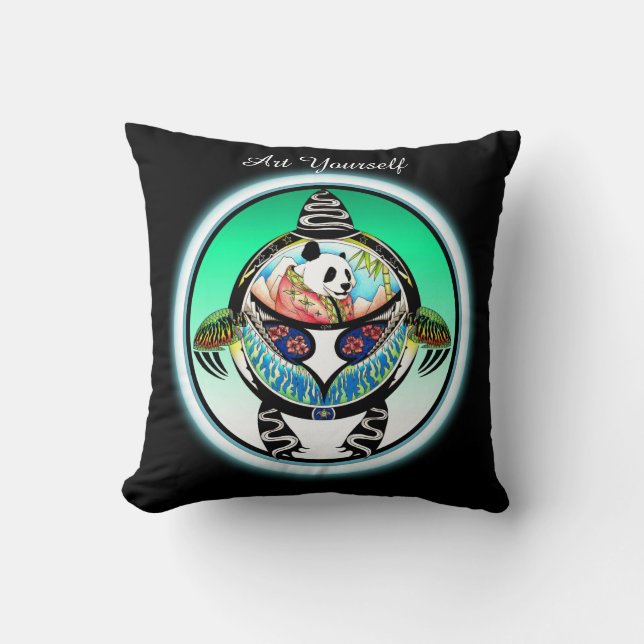 Turtle Panda Throw Pillow (Front)