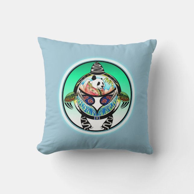 Turtle Panda Throw Pillow (Front)