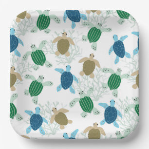Turtle Paper Plates, Sea Turtle Ocean Party Plate