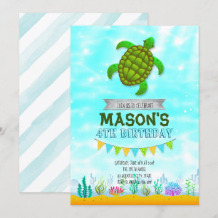 Turtle Party birthday invitation