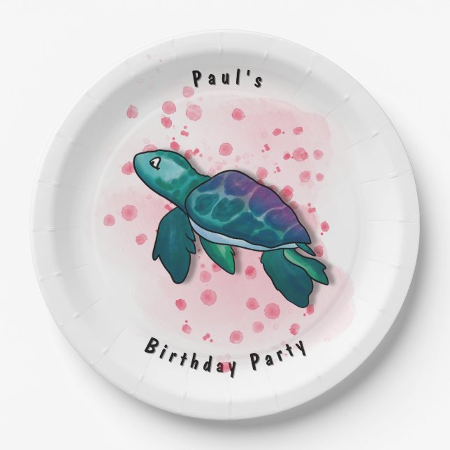 Turtle Party Paper Plate (Front)