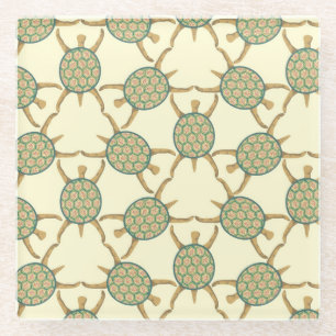 Turtle pattern glass coaster