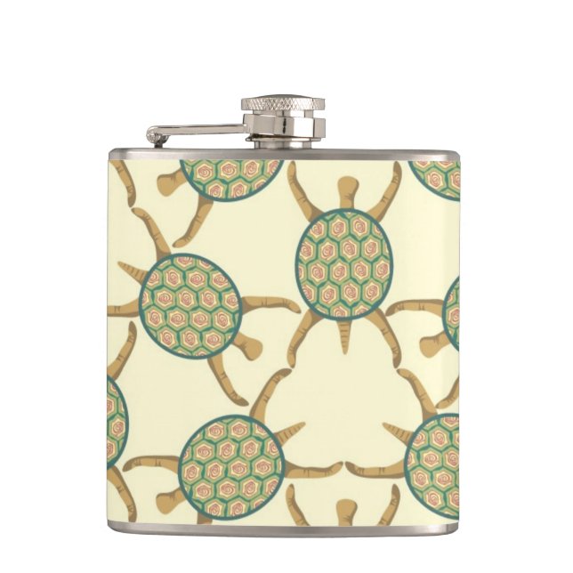 Turtle pattern hip flask (Front)