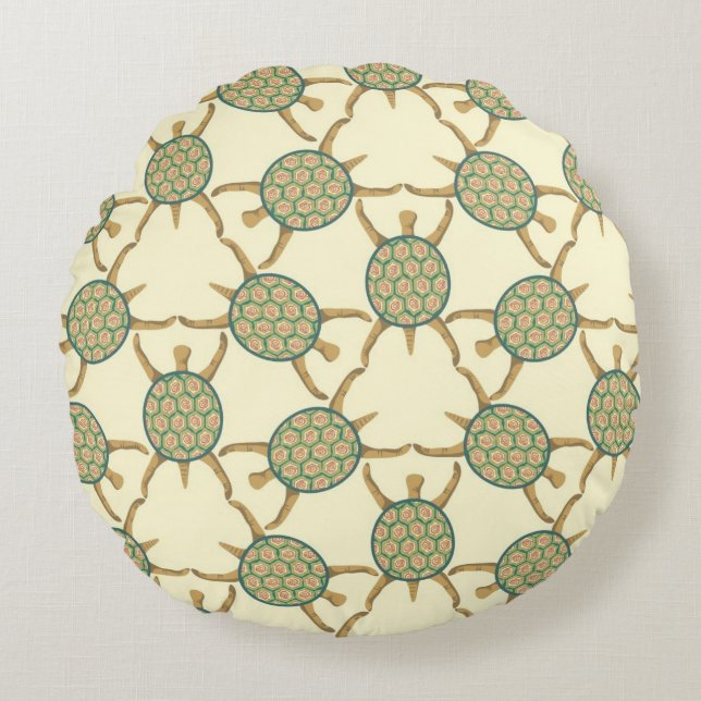 Turtle pattern round pillow (Front)