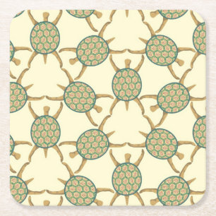 Turtle pattern square paper coaster