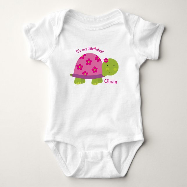 Turtle Personalized Baby Bodysuit 1st Birthday (Front)