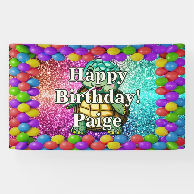 Turtle Personalized character birthday banner (Horizontal)