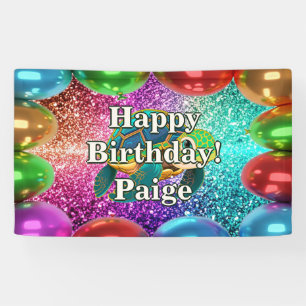 Turtle Personalized character birthday banner