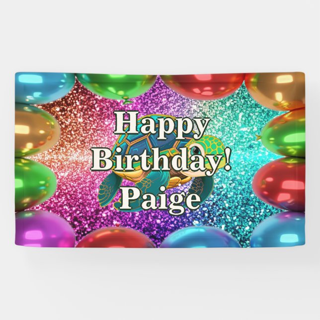 Turtle Personalized character birthday banner (Horizontal)