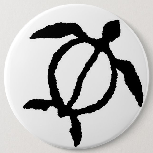 Turtle petroglyph  6 inch round button (Front)