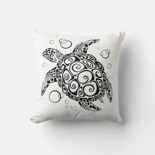 Turtle Pillow, Save the Turtles, Sea Turtle Throw Pillow (Front)