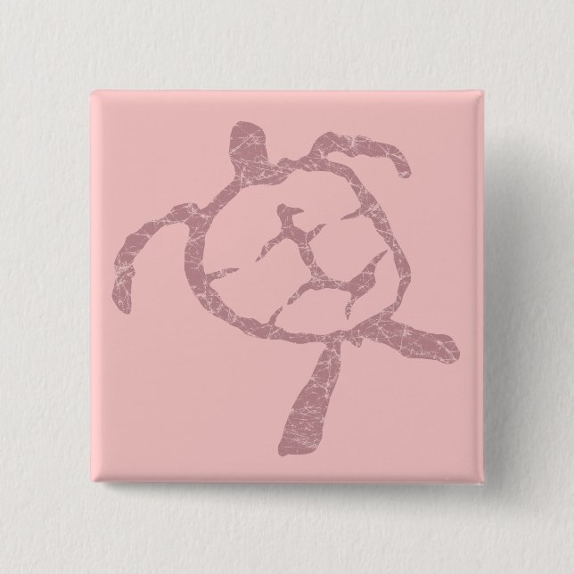 turtle-pink 2 inch square button (Front)