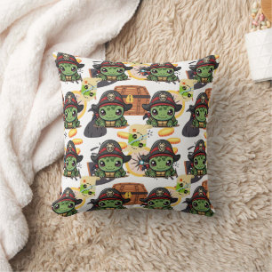 Turtle Pirate Money Throw Pillow