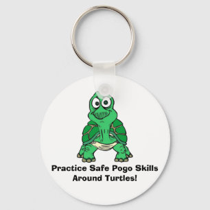 Turtle, Practice Safe Pogo Skills Around Turtles! Keychain