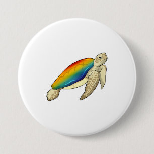 Turtle Rainbow 3 Inch Round Button