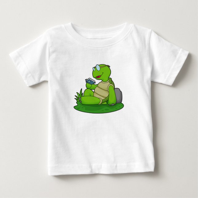 Turtle Reading Book Baby T-Shirt (Front)