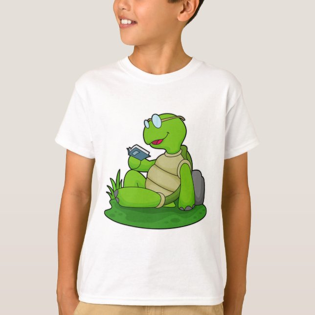 Turtle Reading Book T-Shirt (Front)