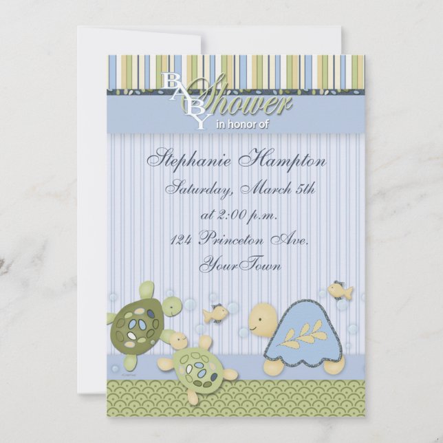 Turtle Reef and Gold Fish Baby Shower Invitation (Front)