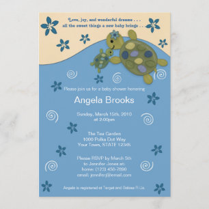 Turtle Reef Baby Shower Invitation TRC Blue Green