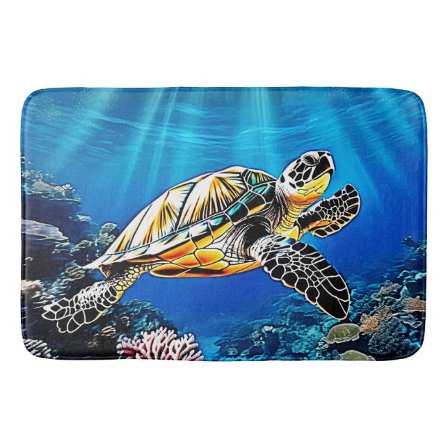 Turtle Reef Glow Design Bath Mat (Front)