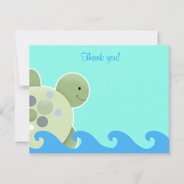 Turtle Reef Seaturtle Flat thank you note Note Card (Front)