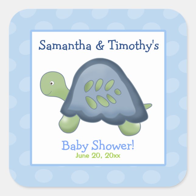 Turtle Reef Square Favour Stickers (6 Large) (Front)