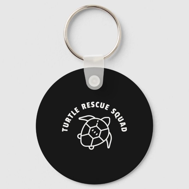 Turtle Rescue Squad Quote - Sea Turtle Graphic  Keychain (Front)
