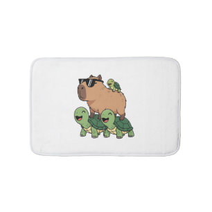 Turtle Ride Capybara, Funny Capybara Bath Mat