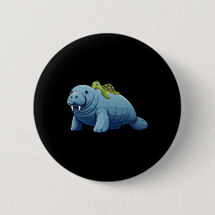Turtle Riding Manatee Costume Sea Animal Lover Kid 2 Inch Round Button