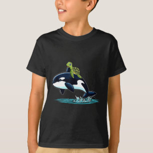 Turtle Riding Orca Costume Sea Animal Lover Kids T T-Shirt