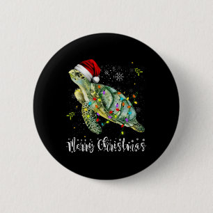 Turtle Santa Hat Merry Christmas Lights Xmas Holid 2 Inch Round Button