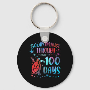 Turtle Sea Swimming Through 100 Days Of School Tea Keychain