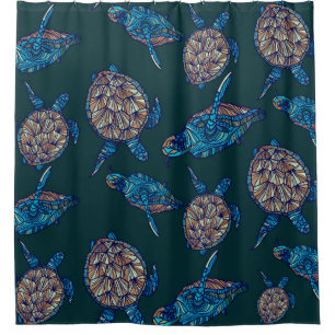 Turtle seamless pattern on dark background. illust