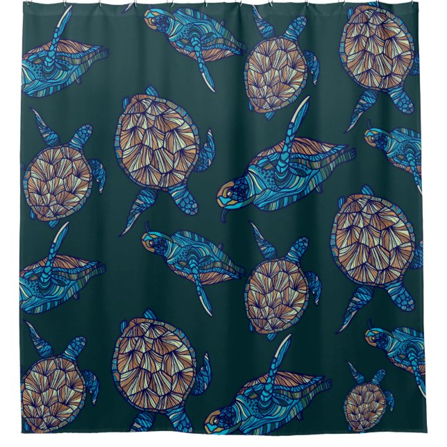 Turtle seamless pattern on dark background. illust (Front)