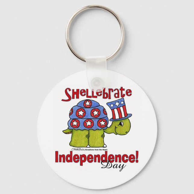 Turtle Shellebrate Independence Day! Keychain (Front)