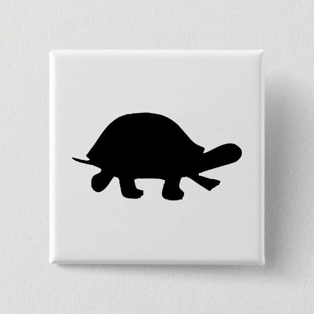 Turtle Silhouette 2 Inch Square Button (Front)