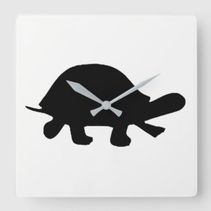 Turtle Silhouette Square Wall Clock