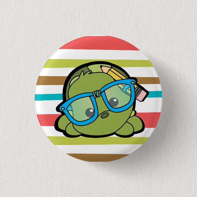 Turtle Smarty 1 Inch Round Button (Front)
