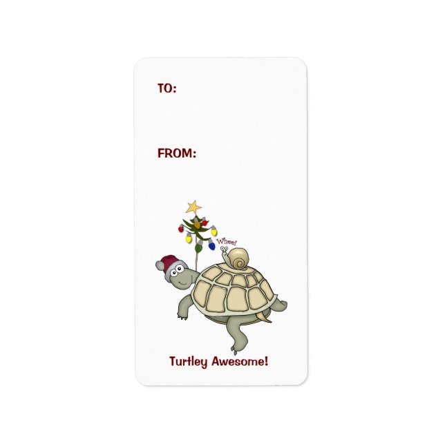 Turtle & Snail Christmas Present Labels Tags (Front)