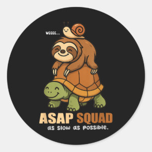 Turtle Snail Sloth Asap Squad Slow Animal Lover Bo Classic Round Sticker