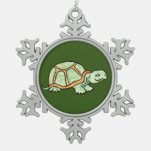 Turtle Snowflake Pewter Christmas Ornament