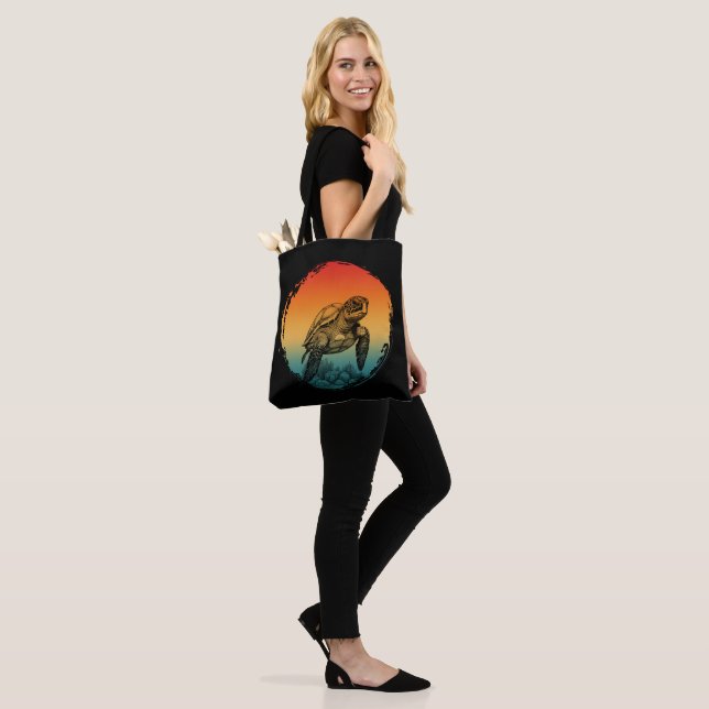 turtle summer ocean sunset  tote bag (On Model)