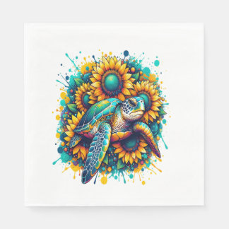 Turtle Sunflower Napkin