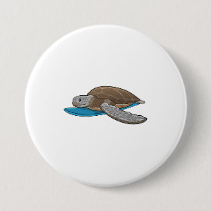 Turtle Surfer Surfboard 3 Inch Round Button