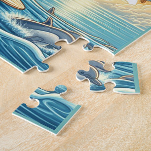 Turtle Surfing Flexible Photo Kids Puzzle avec Gif