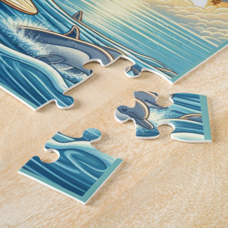 Turtle Surfing Flexible Photo Kids Puzzle with Gif