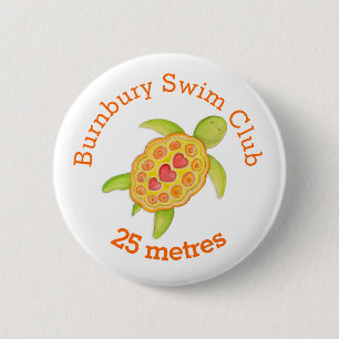 Turtle swimming button badge