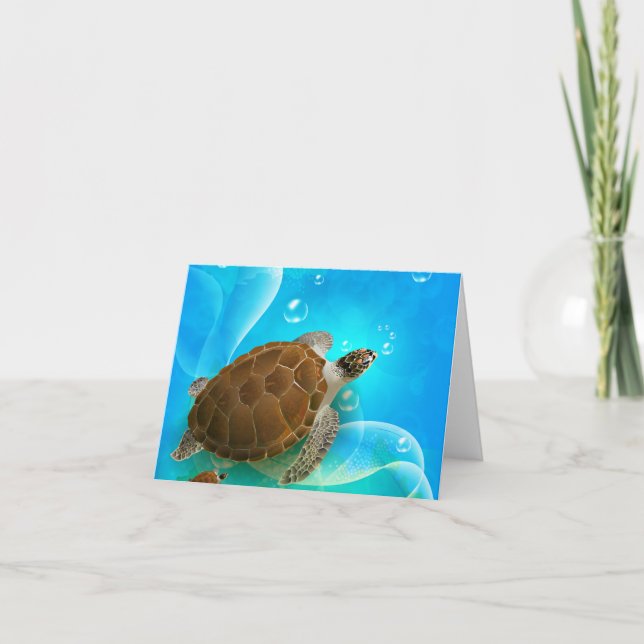 Turtle Swimming Note Cards (Front)