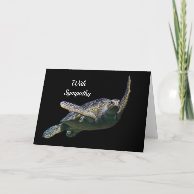 Turtle Swimming Sea Photo Sympathy Card (Front)